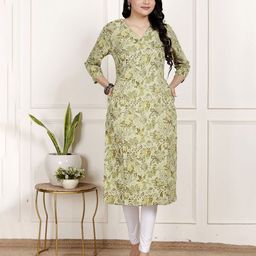 NITVAN Women Floral Printed Daily Pure Cotton Straight Kurta-image-63