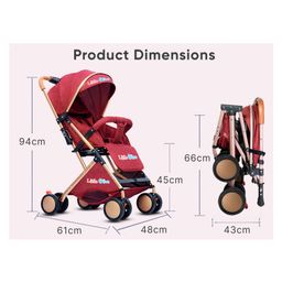 Little Olive BabyJoy Lightweight And Compact Stroller with Adjustable Canopy - Red image 5