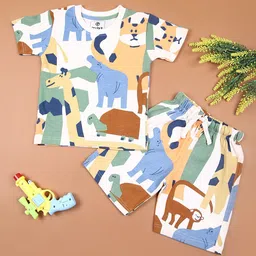V-Mart Boys Animal Printed Pure Cotton T-shirt With Shorts-image-98