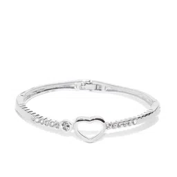 Jewels Galaxy Silver-Plated Stone-Studded Handcrafted Cuff Bracelet-image-57