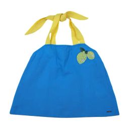 Blue Giraffe Kids Blue Linen Top-image-1