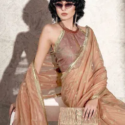 Tikhi Imli Ethnic Motifs Sequinned Net Saree image 5