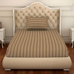 Spaces Brown Cotton 210 TC Single Size Bedsheet With Pillow Cover-43