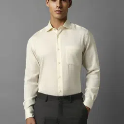 Louis Philippe Light Yellow Cotton Regular Fit Shirt-image-27