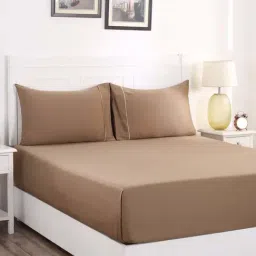 Maspar Viola Brown Cotton 300 TC Bed Sheet Set-image-48