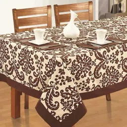 Swayam Brown & Ivory Cotton 200 TC 4 Seater Table Cover - Set of 1-44