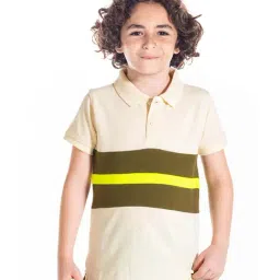 Cherry Crumble By Nitt Hyman Kids Beige Color Block Pattern Polo T-Shirt-image-15