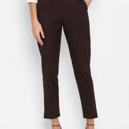 Janasya Brown Regular Fit Elasticated Crop Pants-image-25