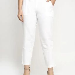 Ayaany White Mid Rise Cotton Trousers-picture-13