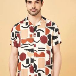 People By Pantaloons Snow White Slim Fit Printed Shirt-picture-0
