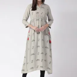 Span Grey Printed A Line Kurta-image-17