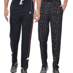 Vimal Jonney Navy & Black Regular Fit Trackpants - Pack of 2-image-93