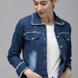 VOXATI Blue Regular Fit Denim Jacket-image-27