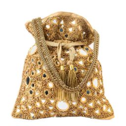 NR by Nidhi Rathi Golden Embellished Potli-picture-0