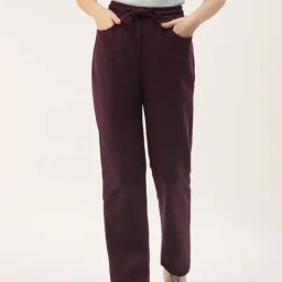 BRINNS Burgundy Straight Fit Mid Rise Trousers-image-85