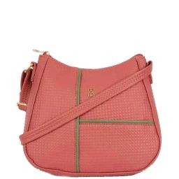 Baggit Pink Textured Medium Sling Handbag-image-74