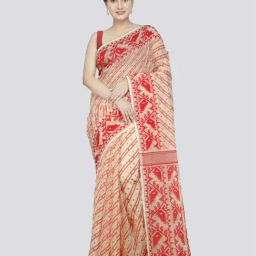 Pinkloom Beige & Red Cotton Woven Saree-picture-25