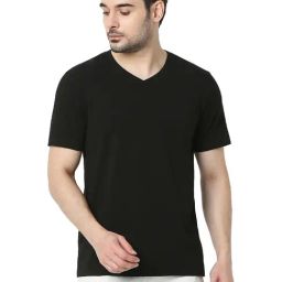 UnderJeans by Spykar Black Regular Fit Solid T-Shirt-image-41
