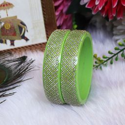 TAJ BRIDAL STORE Set Of 2 Rhinestone Studded Kada Bangles-image-38