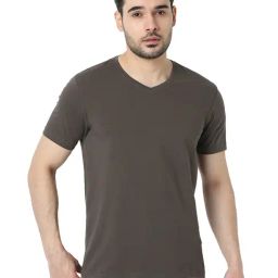 UnderJeans by Spykar Elephant Grey Regular Fit Solid T-Shirt-image-75