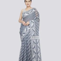 Pinkloom Grey Cotton Woven Saree-picture-37
