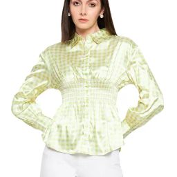 Camla Lime Green Checks Shirt-image-81