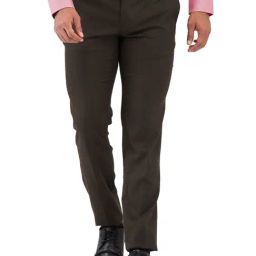 Raymond Brown Slim Fit Checks Trousers-image-57