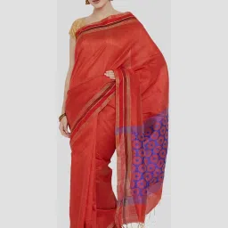 Kalakari India Red Saree With Unstitched Blouse image 1