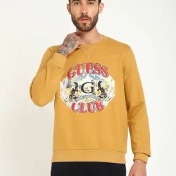 Guess Mustard Regular Fit Print Sweatshirt-image-71