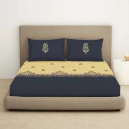 Spaces Abstract Grey 144 TC Cotton King Bedsheet With 2 Pillow Covers-image-12