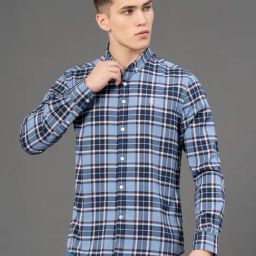 Red Tape French Blue Regular Fit Checks Shirt-image-37