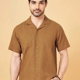 People By Pantaloons Leather Brown Cotton Relaxed Fit Shirt-image-56