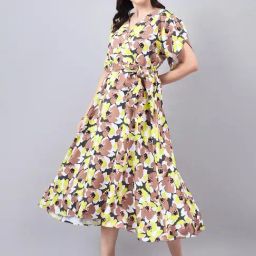 Style Quotient Multicolor Floral Print Midi Dress-image-10