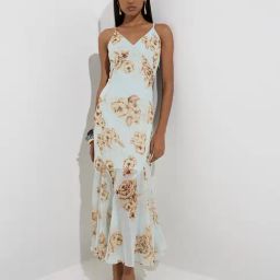 Wardrobe by Westside Light Blue Floral Design A-Line Dress-image-52