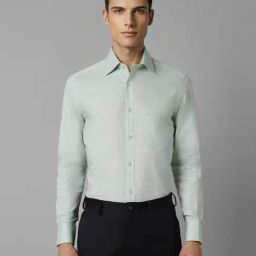 Louis Philippe Aqua Green Cotton Regular Fit Checks Shirt-image-46