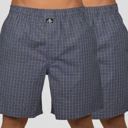 VIP Ink Blue Relaxed Fit Check Boxers - Pack of 2-image-96