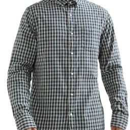 Gant Blue Cotton Regular Fit Checks Shirt-image-60