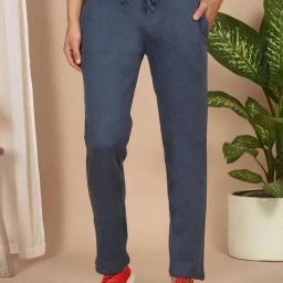 Sweet Dreams Navy Fleece Regular Fit Solid Pyjama-picture-8