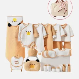 Little Surprise Box Kids Brown & White Cotton Printed Full Sleeves Onesie Set-picture-18