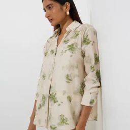 Wardrobe by Westside Beige Botanical Design Shirt with Camisole-image-97