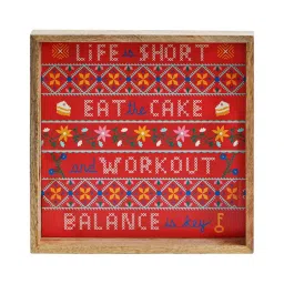 Chumbak Messages from Santa Red Wooden Serving Tray - Set of 1 image 2