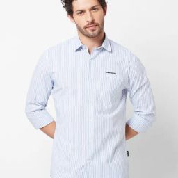 Kenneth Cole New York White Slim Fit Striped Shirt-image-72