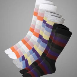 Vimal Jonney Multicolor Cotton Striped Socks Pack of 3-image-86