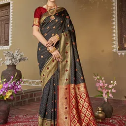 Anouk Rustic Ethnic Motifs Woven Design Zari Kanjeevaram Saree-image-80