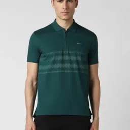 Van Heusen Green Cotton Regular Fit Printed Polo T-Shirt-picture-11