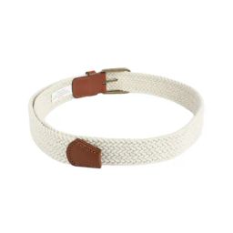 Simon Carter White Leather Woven Casual Belt for Men-image-4