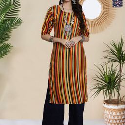 HERE&NOW Women Pack Of 2 Ethnic Motifs Printed Straight Kurtas-image-91