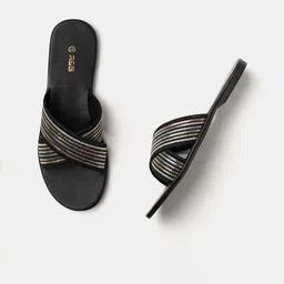 R&B Women Embellished Open-Toe Flats-image-18