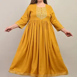Swasti Yellow Viscose Rayon Dresses-picture-23