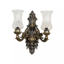 Fos Lighting Wall Sconce Light with Clear Fluted Frilled Rim Glass Ornate Brass Antique Finish 40 W-picture-17
